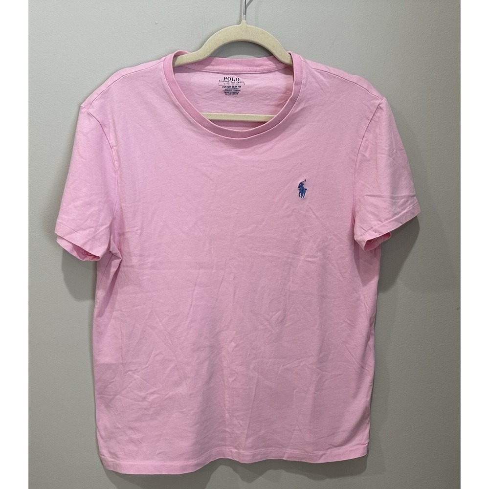 Polo Ralph‎ Lauren T-shirt Women's Large  Pink Short Sleeve Crew Neck Slim Fit
